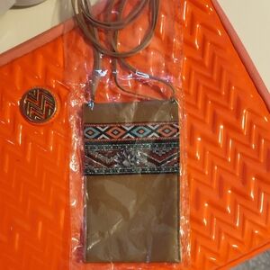 Patterned Phone Pouch - Tan and Multicolor